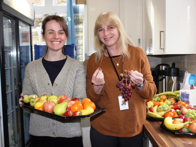 Wbw Miss Fowler And Ms Hall With Fruit Platters